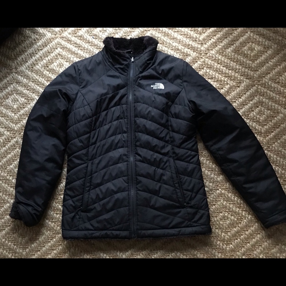 North face black reversible winter coat.